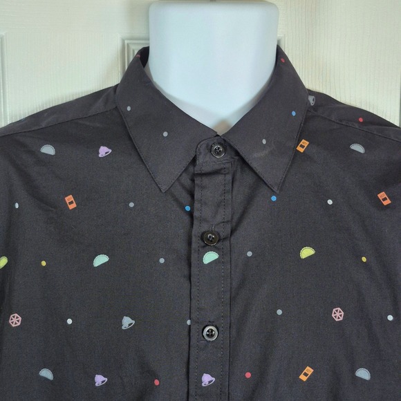 Taco Bell black button down employee graphic shirt short sleeve men's medium - Picture 3 of 9